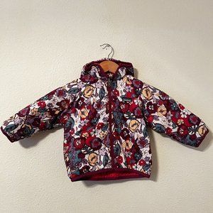 Patagonia Floral Pink Puffer Jacket Reversible Full Zip Quilt Hood Toddler Girl